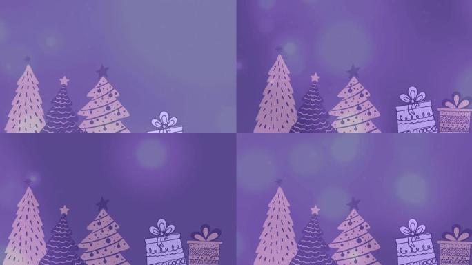 圣诞树和礼物图案上的灯光动画