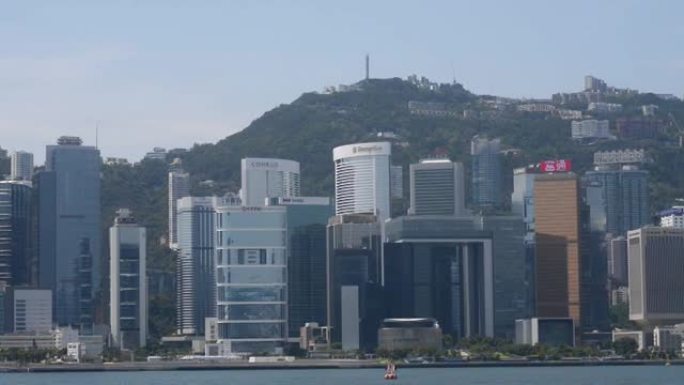 香港维多利亚港湾。市中心摩天大楼。商业和商业区