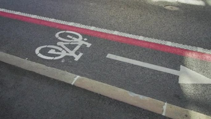 卢布尔雅那附近有标记自行车道的沥青路面