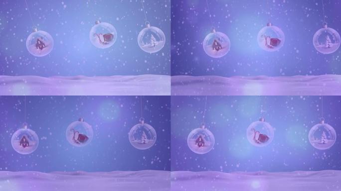 冬天的圣诞节小玩意上的雪的动画
