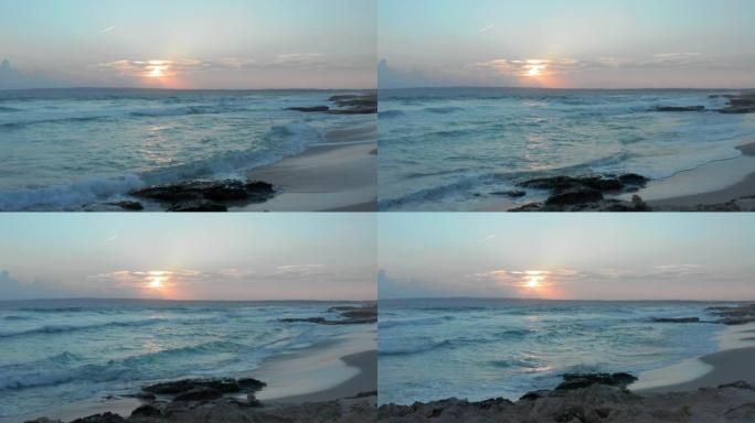 福门特拉海滩米特约恩令人惊叹的日落鸟瞰图