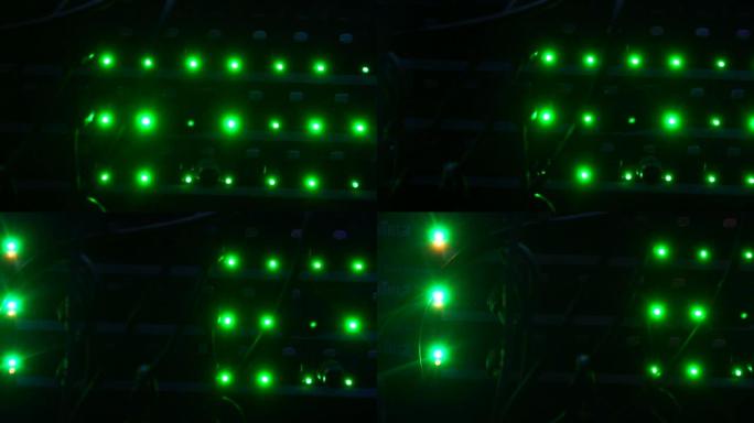 工作数据服务器背面或黑色立体声设备背面闪烁的绿灯。