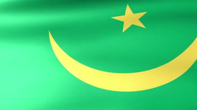 毛里塔尼亚国旗挥舞，国家的标志