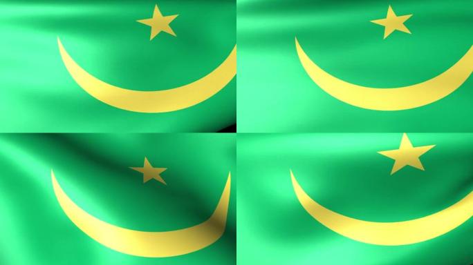 毛里塔尼亚国旗挥舞，国家的标志