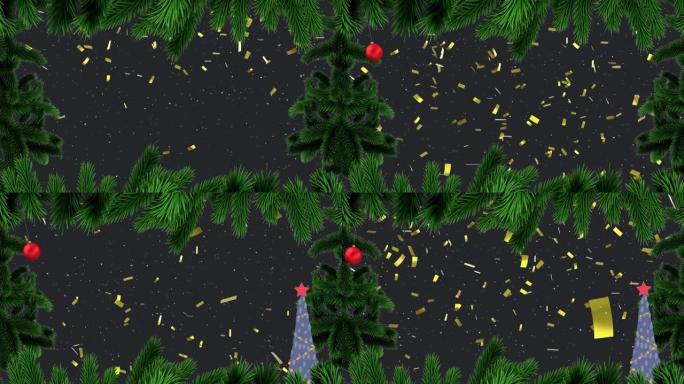 冷杉树和圣诞节装饰品的动画