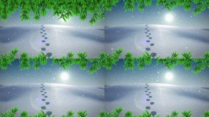 轨道和积雪在冬季风景上的动画