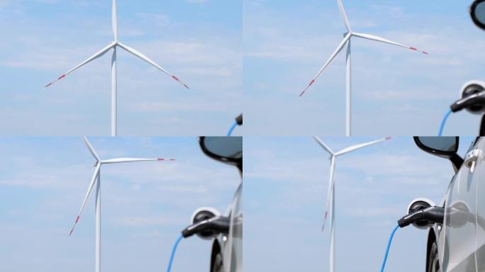 风车旋转叶片为电动汽车产生能量