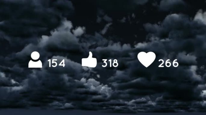 带有云上数字的社交媒体图标动画