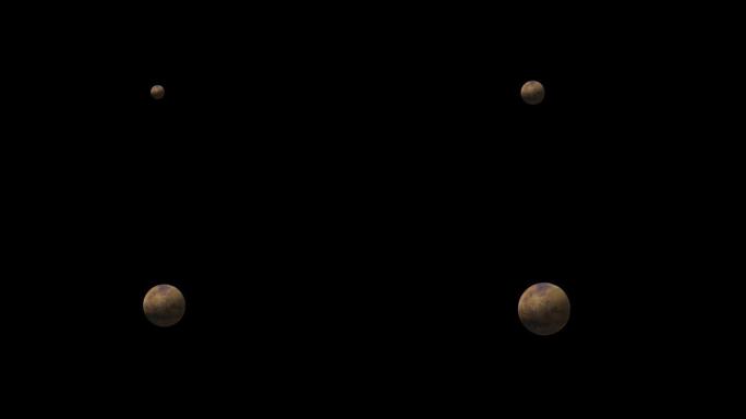 行星火星视图，旋转和放大全屏，红色星球火星新太空旅行教育动画逼真