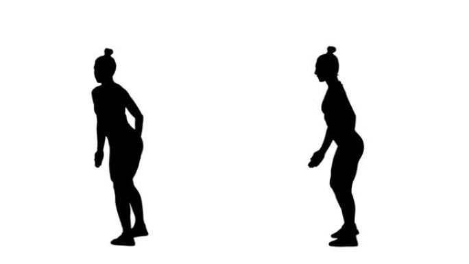 穿着运动服的年轻女子用健身橡皮筋锻炼。腿部锻炼，适合女性。绿屏背景上的2合1拼贴前视图全长。慢动作准