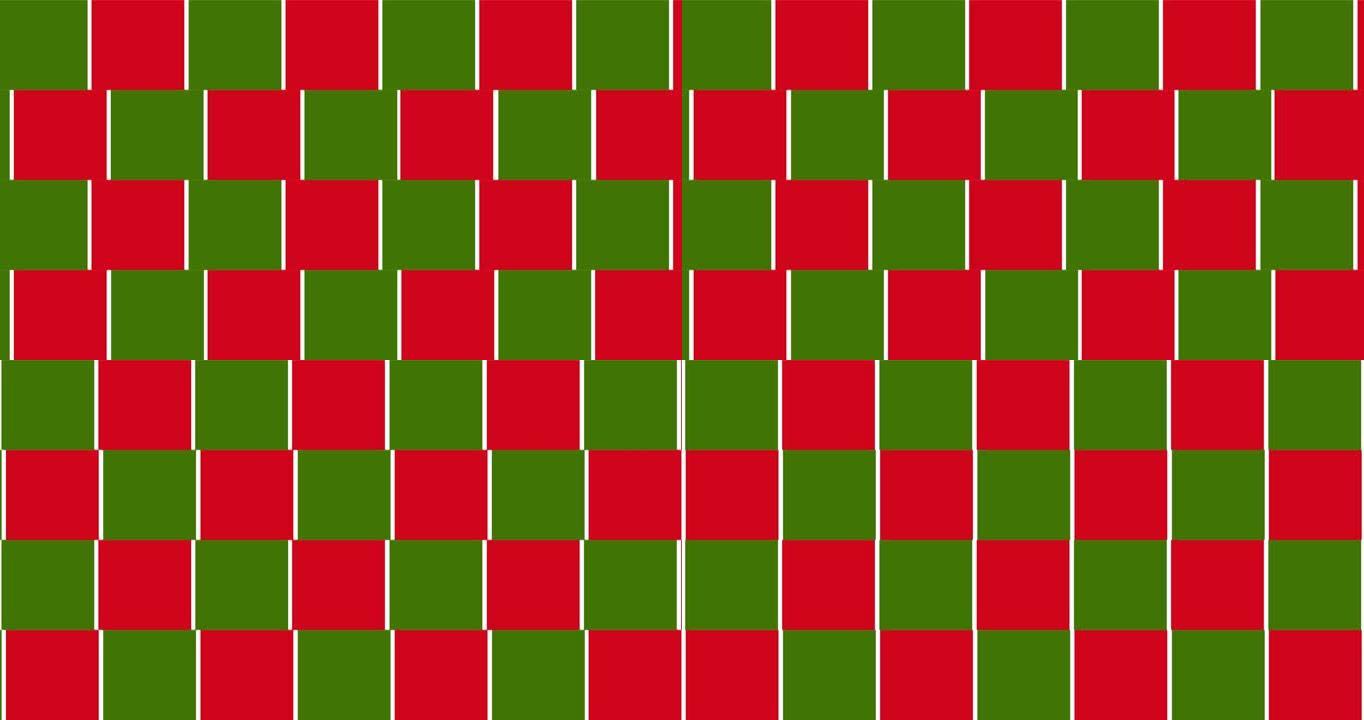 绿色和红色移动方块的动画，传统的圣诞色彩