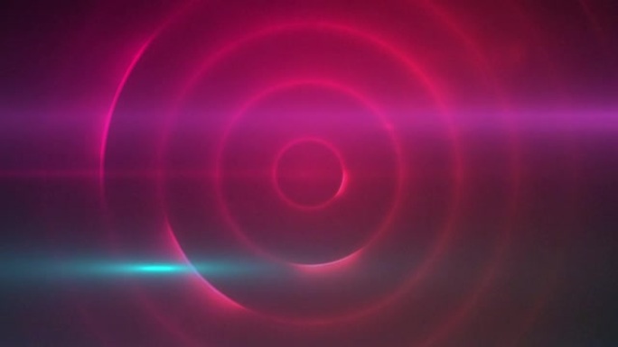 红色背景上的粉红色和蓝色光迹对螺旋光迹的数字动画