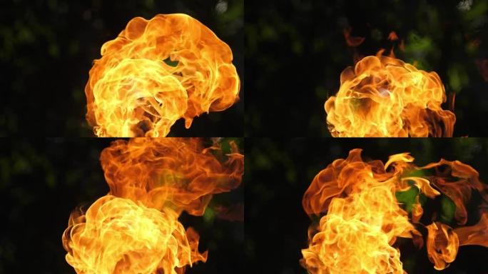 球形气体燃烧引起的火焰折叠模式的慢动作速度特写场景