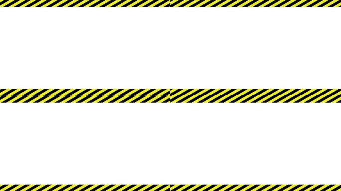 黄色和黑色条纹线条的注意框架 (无缝循环)
