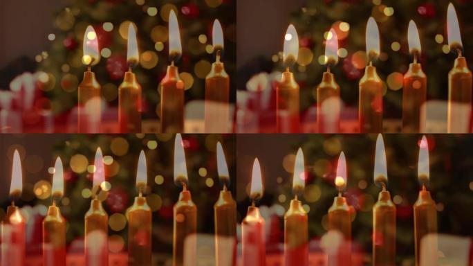 圣诞树和礼物上的蜡烛动画