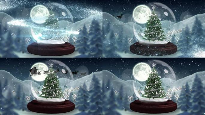 冬季景观上的雪球动画
