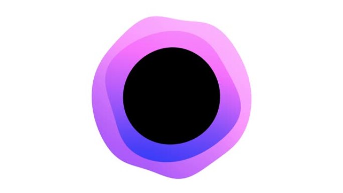 粉色和紫色抽象球体框架动画，中心为黑色，在白色背景上