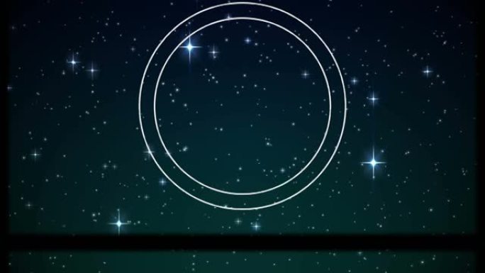 夜空背景上发光星星上的圆形示波器和滑架动画
