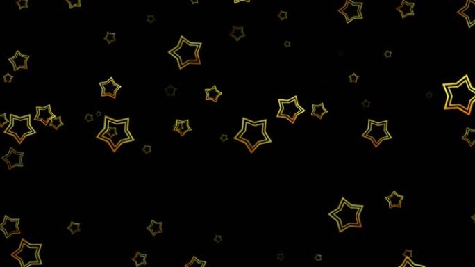 金色圣诞星星落在黑色背景上的动画