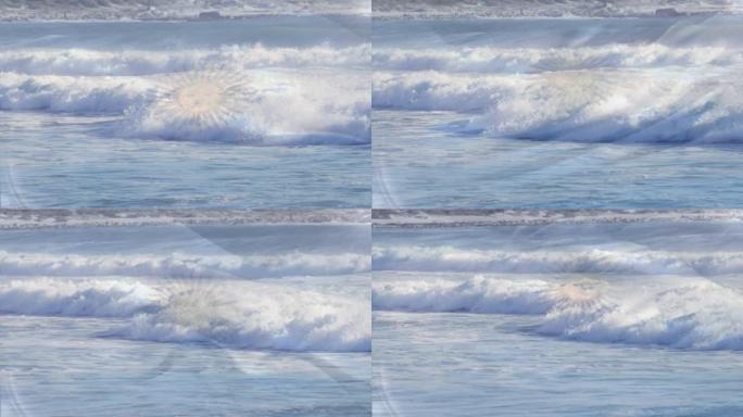 阿根廷国旗在海浪中飘扬的动画
