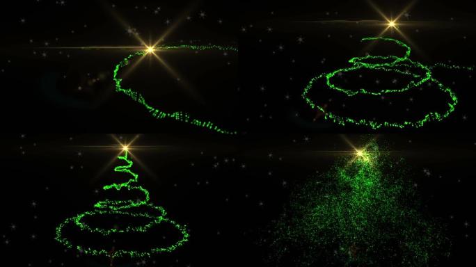 黑色背景上圣诞树的星形绘制形状