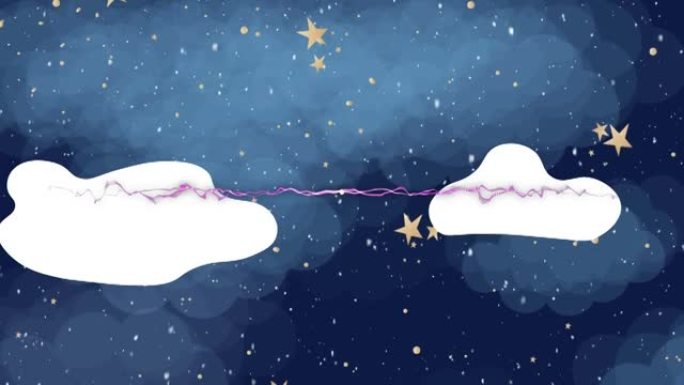 蓝色背景上的星星和云图标上的雪花爆炸