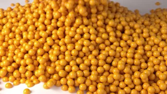 黄色三维球3D动画黄豆糖果