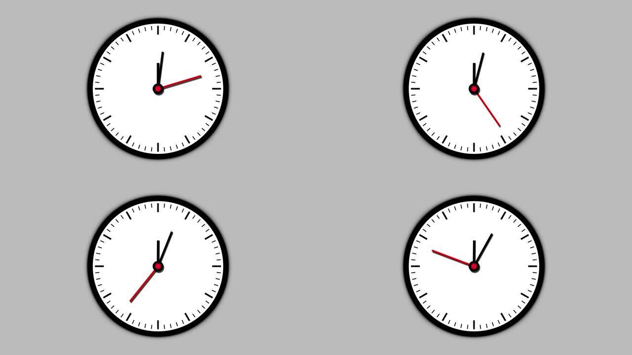 手表设计的时钟隔离图标。平面样式的时钟图标，黑色背景上的计时器。商业观察。