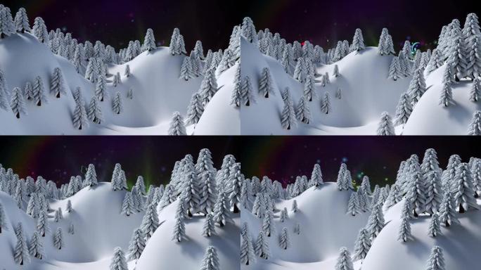 冬季枞树上的彩灯动画