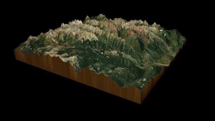 美国科罗拉多州山脉地形图3D渲染360度循环动画