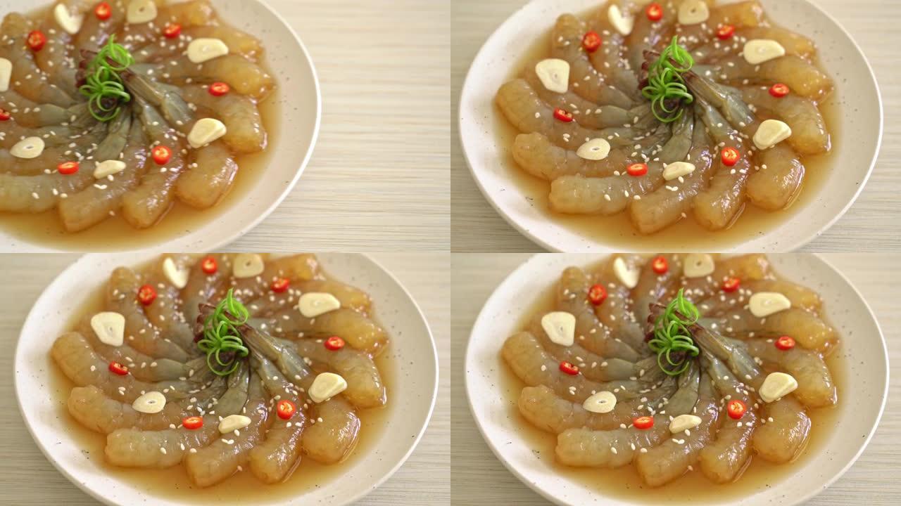 韩式腌虾或韩式酱油腌虾-亚洲美食