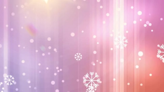雪花落在粉红色背景上发光的白色斑点上的动画