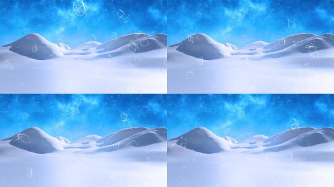 冬季景观上的shristmas形状和积雪的动画
