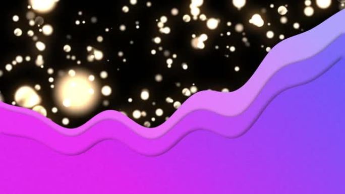 黑色背景上闪烁的白光上的紫色波浪动画
