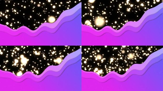黑色背景上闪烁的白光上的紫色波浪动画