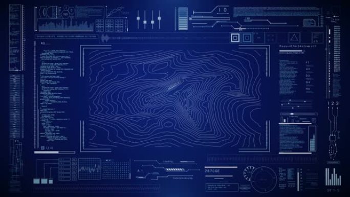 HUD技术地形扫描.数据显示.科幻数字数据代码