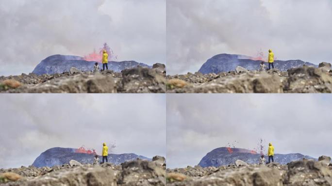 几个游客经历了火山爆发的幽灵