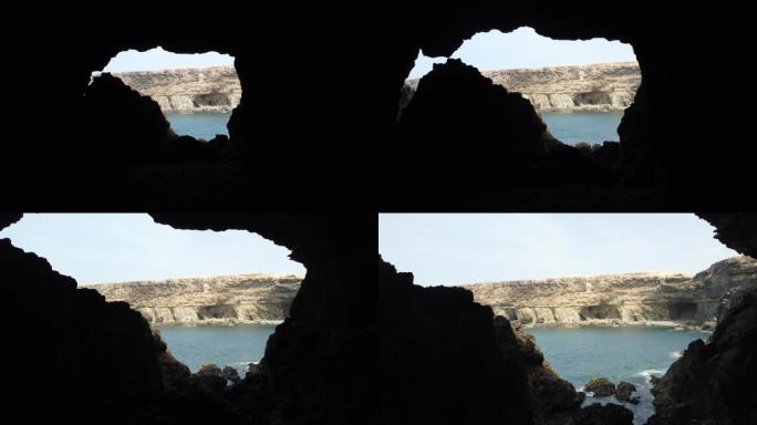 加那利群岛富埃特文图拉岛西海岸Pajara的Ajuy洞穴。西班牙，4k视频