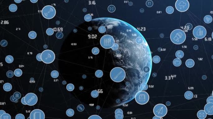 带有全球图标的连接网络动画
