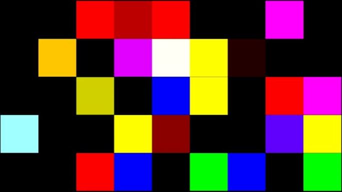 巴布亚新几内亚阿尔法。循环彩色方块。填字游戏。无缝闪烁动画
