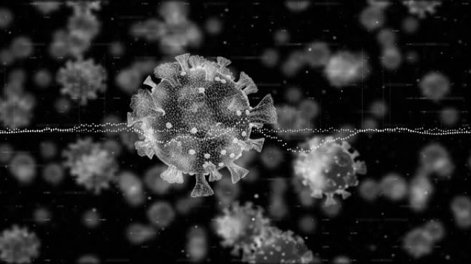 冠状病毒单元格浮动上的数据处理动画