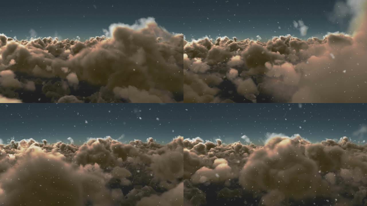 飘落在多云天空的动画