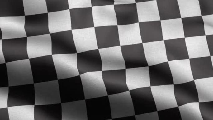 国际象棋旗在风中飘扬4k -跑车背景。比赛开始或结束。赛车动画旗帜。Checkered Flag H