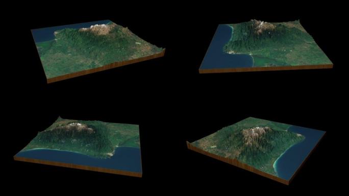 内华达山脉圣玛尔塔国家自然公园地形图3D渲染360度循环动画