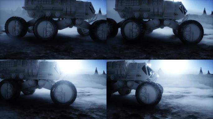 外星球上的漫游者。火星表面。逼真的3d动画。