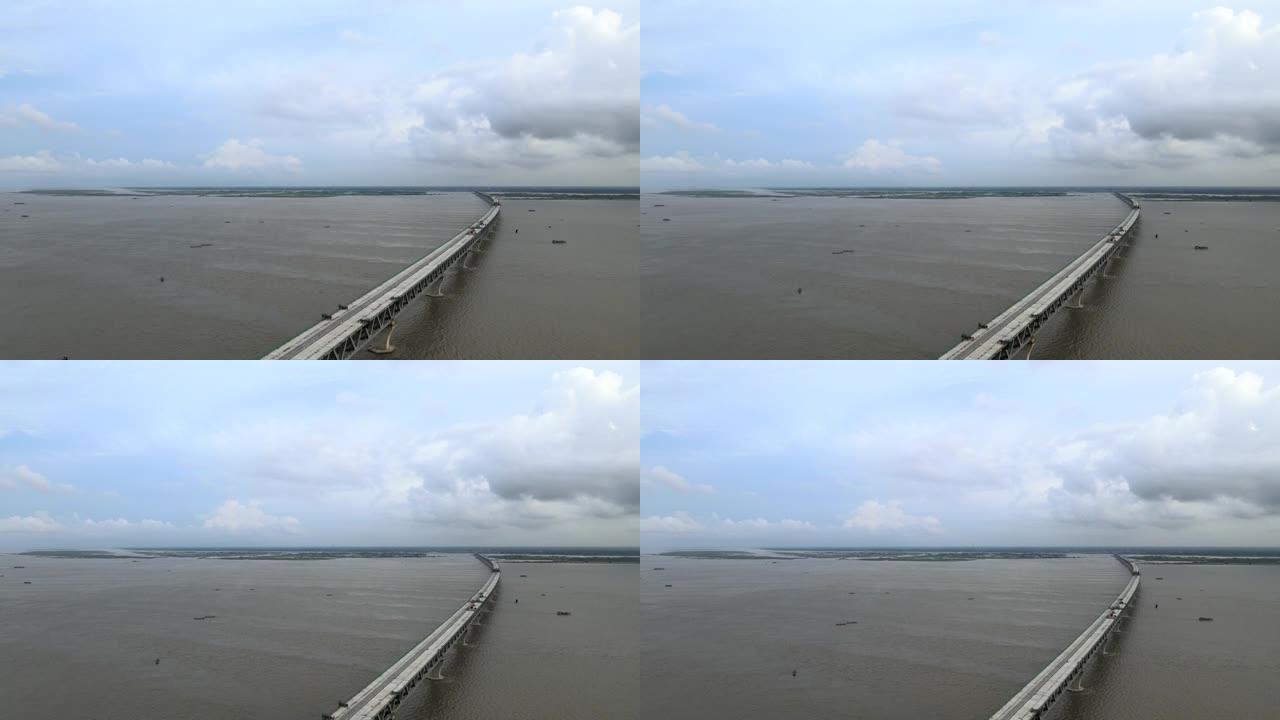 帕德玛多用途桥的4k无人机拍摄