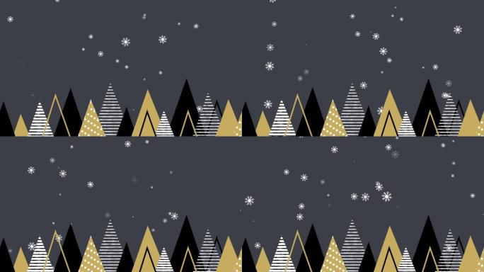 圣诞树和积雪的动画