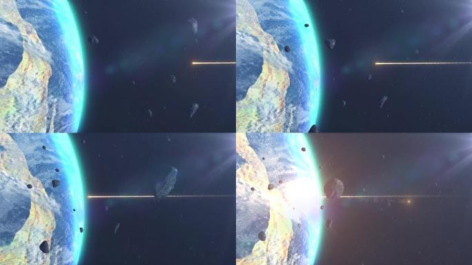 小行星流星和岩石撞击地球大气层