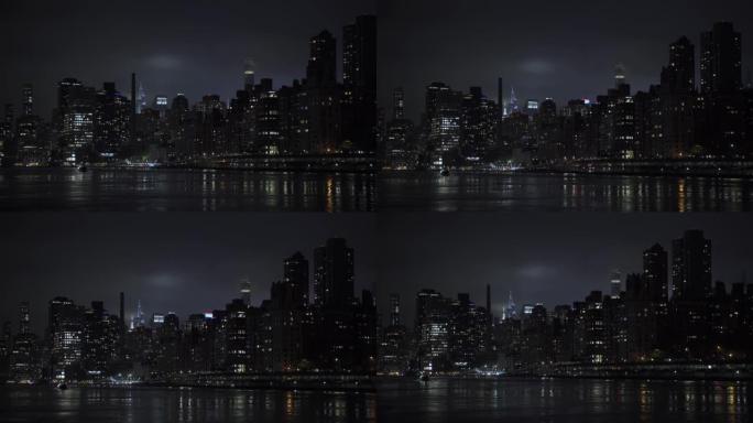 纽约市夜晚的曼哈顿天际线