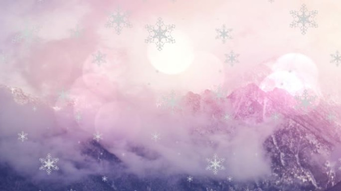 圣诞冬季风光与飘雪的动画